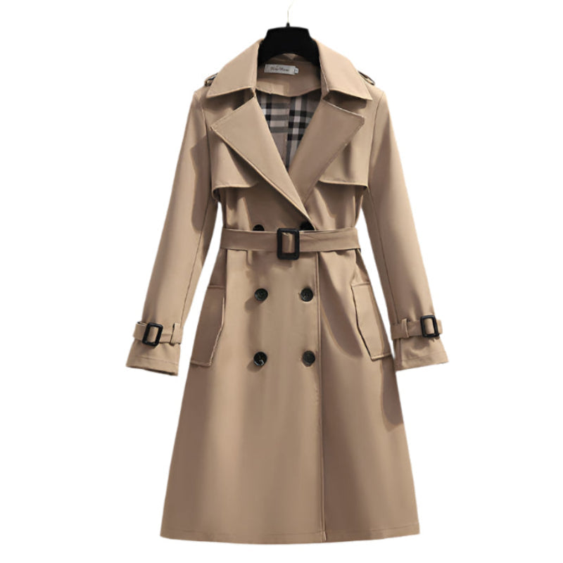 Women | Double-Breasted Trenchcoat | Belted | Long Sleeve | Classic Collar | Elegant Outerwear