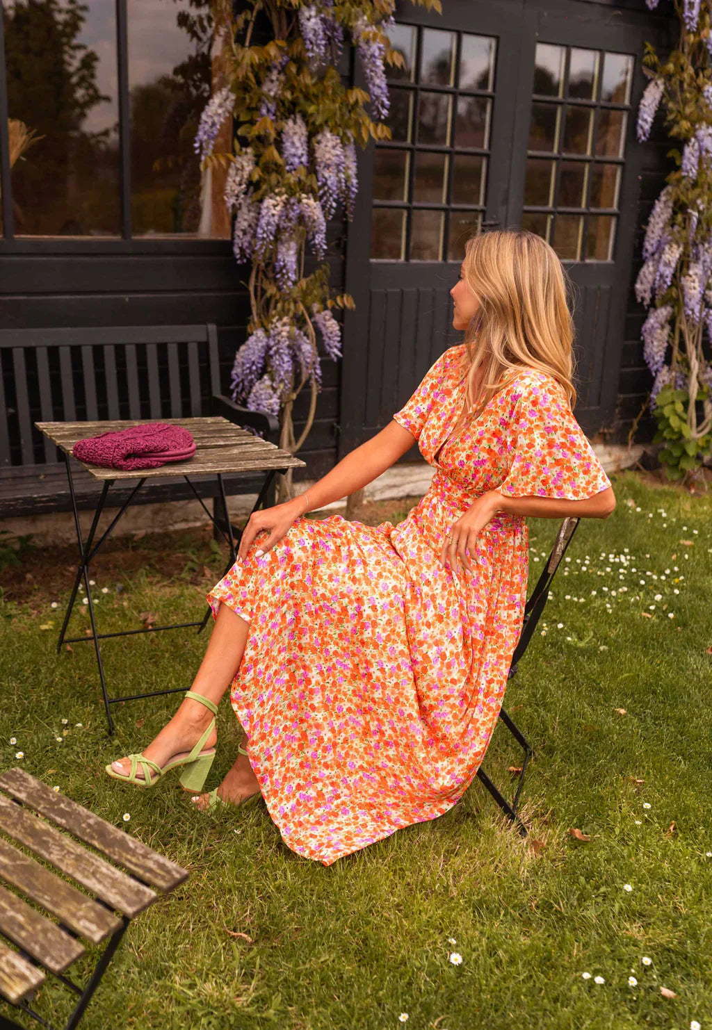 Long Women's Dress | Colorful Floral Print | Fitted Waist & Flowing Cut for Summer