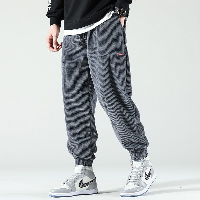 Men | Corduroy Pants | Elastic Waist | Adjustable Drawstring | Tapered Fit | Casual Everyday Wear