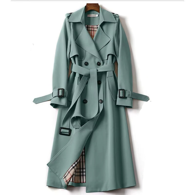 Women | Double-Breasted Trenchcoat | Belted | Long Sleeve | Classic Collar | Elegant Outerwear