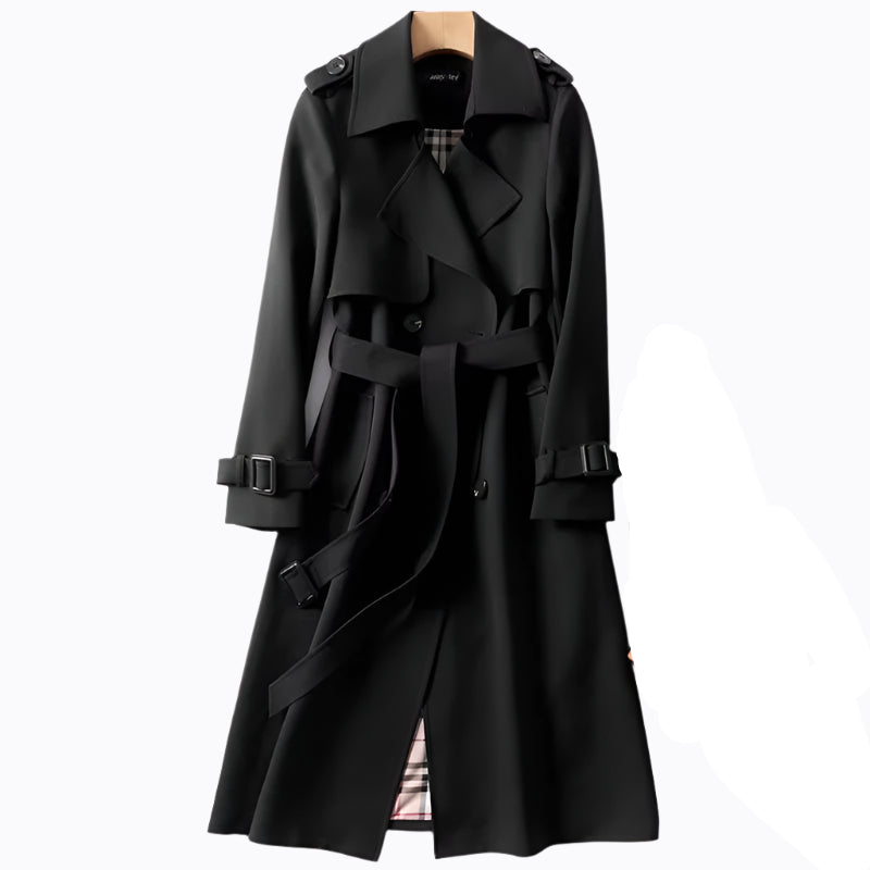 Women | Double-Breasted Trenchcoat | Belted | Long Sleeve | Classic Collar | Elegant Outerwear