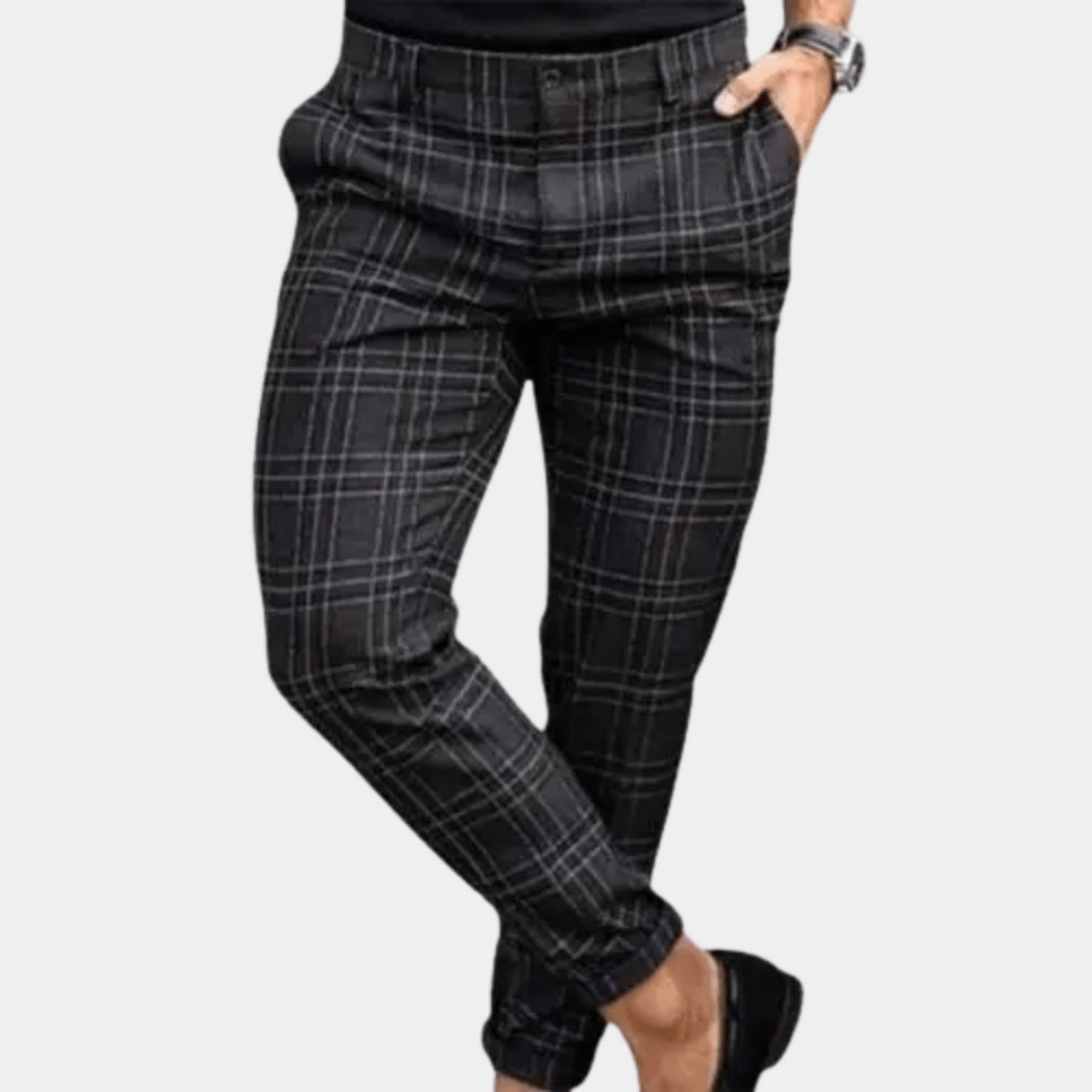 Men | Plaid Dress Pants | Tailored Fit | Belt Loops | Formal Trousers | Classic Check Pattern