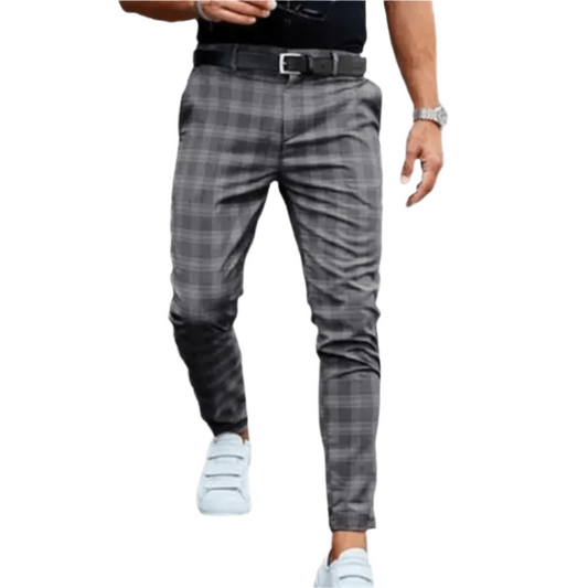 Men | Plaid Dress Pants | Tailored Fit | Belt Loops | Formal Trousers | Classic Check Pattern