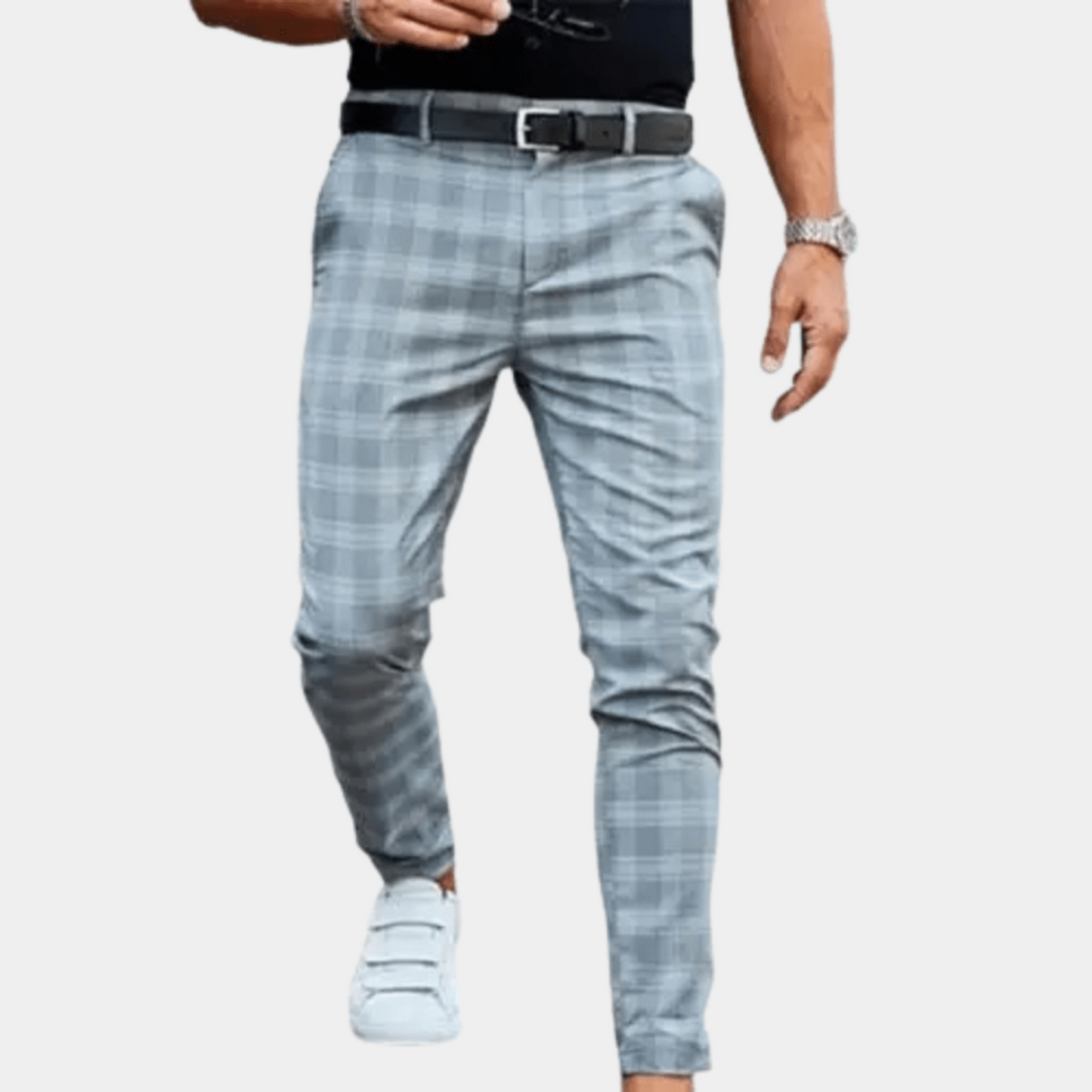 Men | Plaid Dress Pants | Tailored Fit | Belt Loops | Formal Trousers | Classic Check Pattern