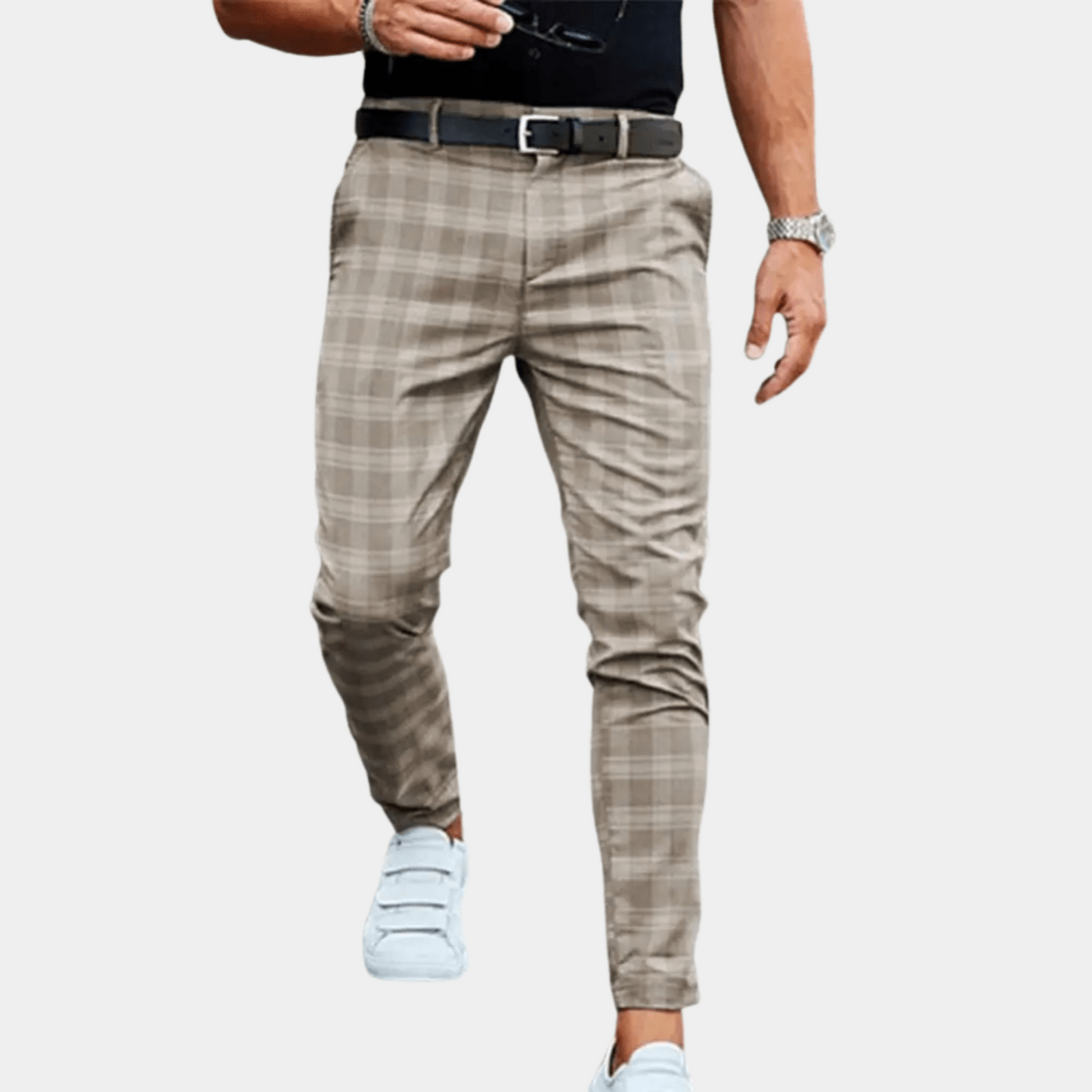 Men | Plaid Dress Pants | Tailored Fit | Belt Loops | Formal Trousers | Classic Check Pattern