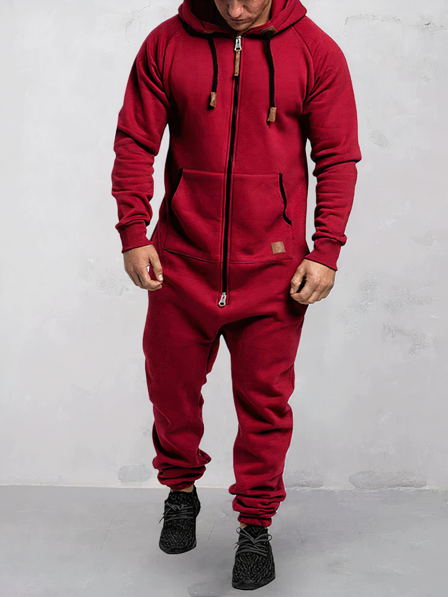 Men | Hooded Jumpsuit | Front Zipper | Long Sleeve | Elastic Cuffs | Casual Sporty Fit