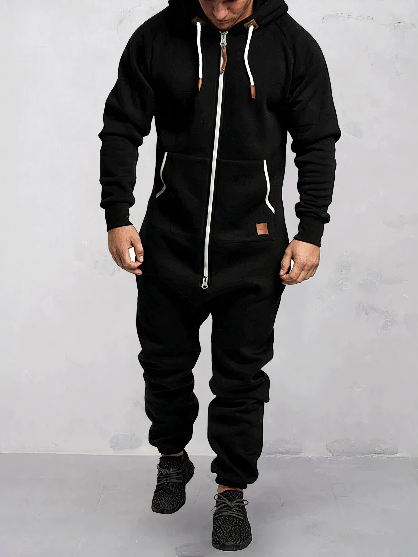 Men | Hooded Jumpsuit | Front Zipper | Long Sleeve | Elastic Cuffs | Casual Sporty Fit