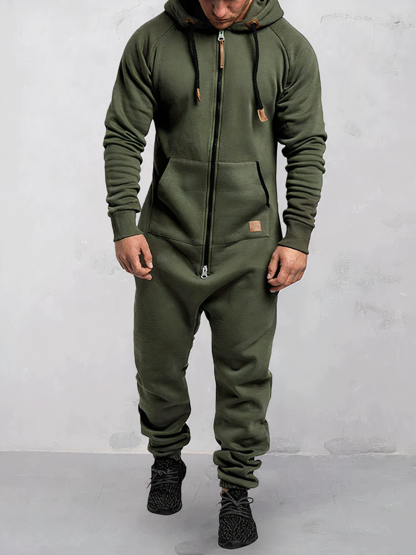 Men | Hooded Jumpsuit | Front Zipper | Long Sleeve | Elastic Cuffs | Casual Sporty Fit