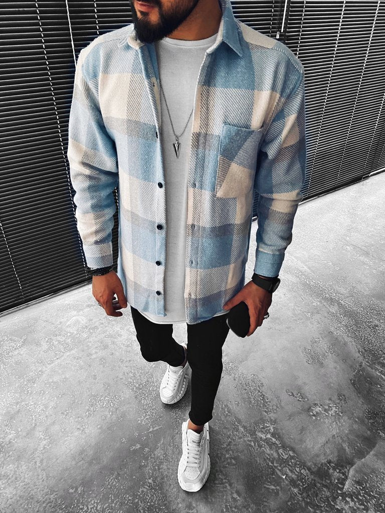 Men | Long Sleeve Shirt | Checked Pattern | Button-Down | Regular Fit | Casual Layer