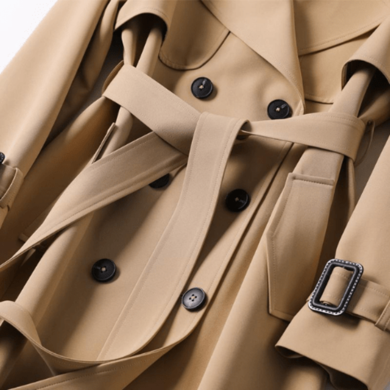 Women | Double-Breasted Trenchcoat | Belted | Long Sleeve | Classic Collar | Elegant Outerwear