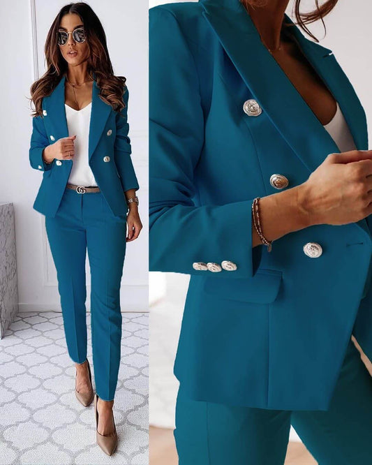 Women | Blazer & Trousers Set | Double-Breasted | Tailored Fit | Elegant Co-ord Suit