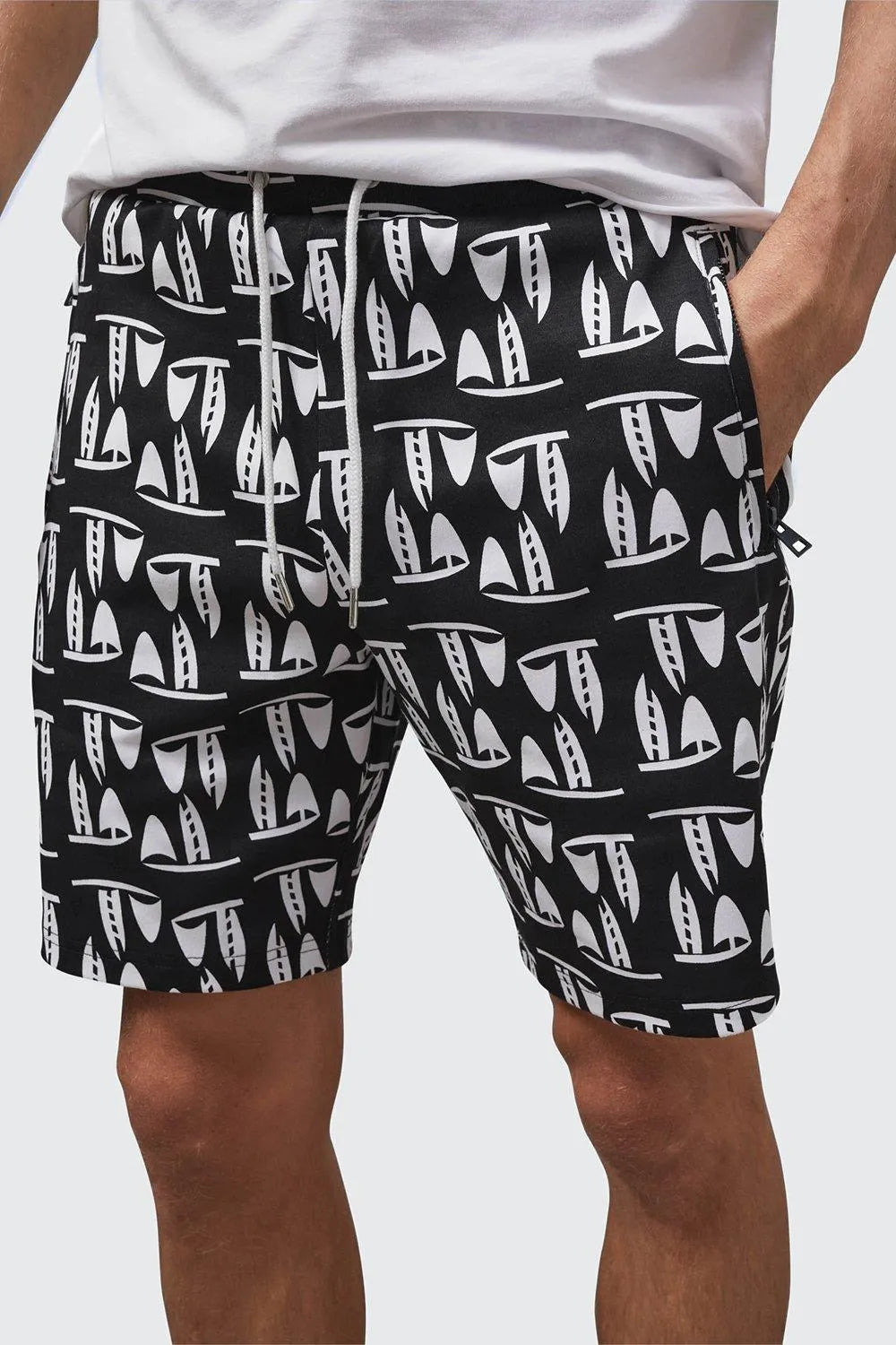 Men | Printed Shorts | Elastic Waist | Zipper Pockets | Adjustable Drawstring | Casual Everyday Wear