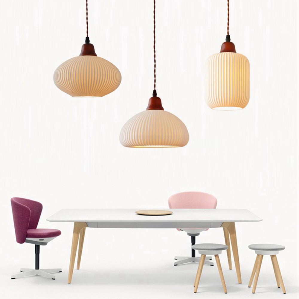 White Ceramic Pendant Lamp | Rustic Metal & Ceramic Ceiling Light | E26 LED/Incandescent | Adjustable Hanging 1.5m | Living Room Kitchen Dining Room