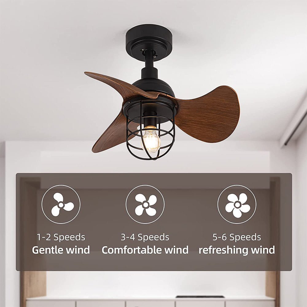 Cute Contemporary Ceiling Fan with Light Dark Walnut | E27/E26 LED Compatible | Remote Control | 8–18 m² Room Size