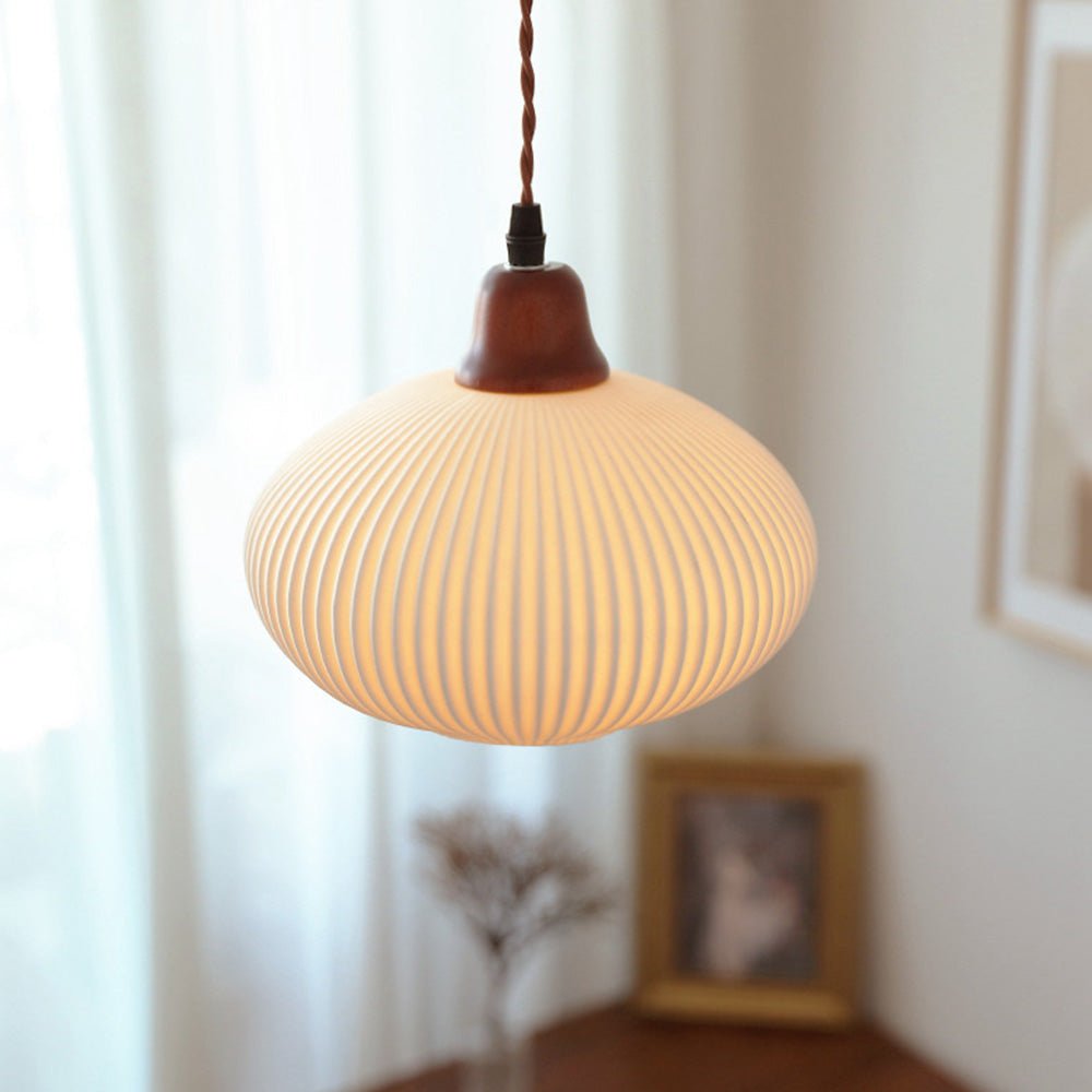 White Ceramic Pendant Lamp | Rustic Metal & Ceramic Ceiling Light | E26 LED/Incandescent | Adjustable Hanging 1.5m | Living Room Kitchen Dining Room