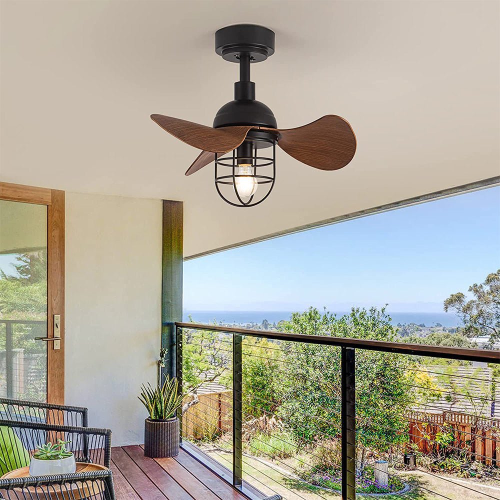 Cute Contemporary Ceiling Fan with Light Dark Walnut | E27/E26 LED Compatible | Remote Control | 8–18 m² Room Size
