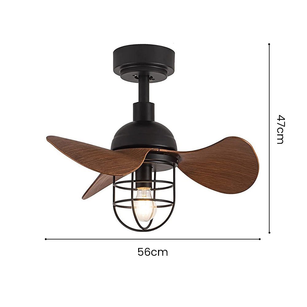 Cute Contemporary Ceiling Fan with Light Dark Walnut | E27/E26 LED Compatible | Remote Control | 8–18 m² Room Size