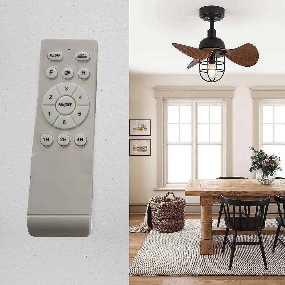 Cute Contemporary Ceiling Fan with Light Dark Walnut | E27/E26 LED Compatible | Remote Control | 8–18 m² Room Size