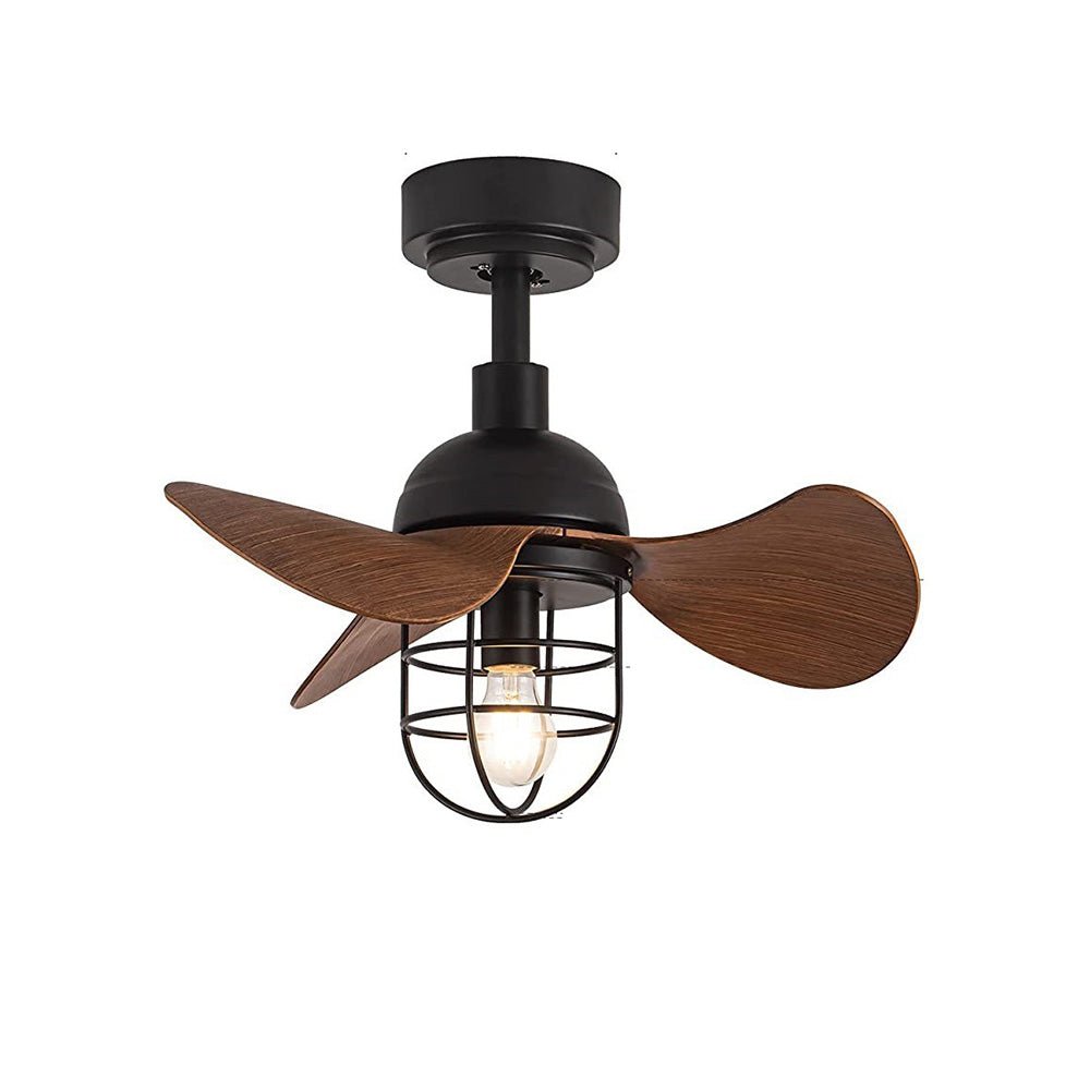 Cute Contemporary Ceiling Fan with Light Dark Walnut | E27/E26 LED Compatible | Remote Control | 8–18 m² Room Size