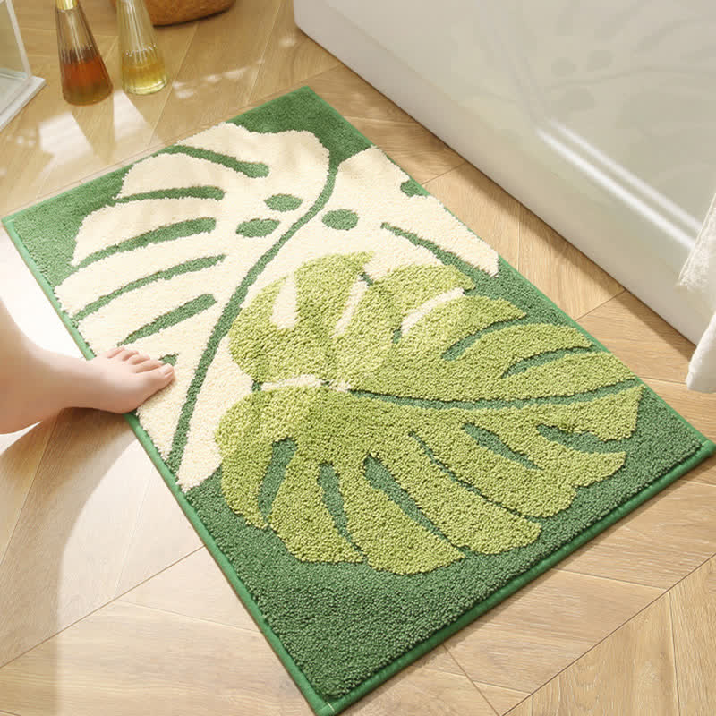 Palm Leaf Non-Slip Entryway Rug | Soft Absorbent Bath Mat for Bathroom, Kitchen & Home | Polyester Floor Rug 40x65 / 50x80cm
