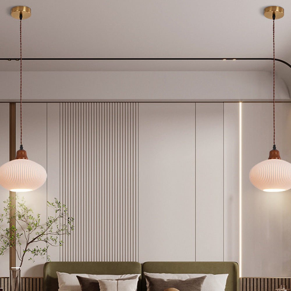 White Ceramic Pendant Lamp | Rustic Metal & Ceramic Ceiling Light | E26 LED/Incandescent | Adjustable Hanging 1.5m | Living Room Kitchen Dining Room