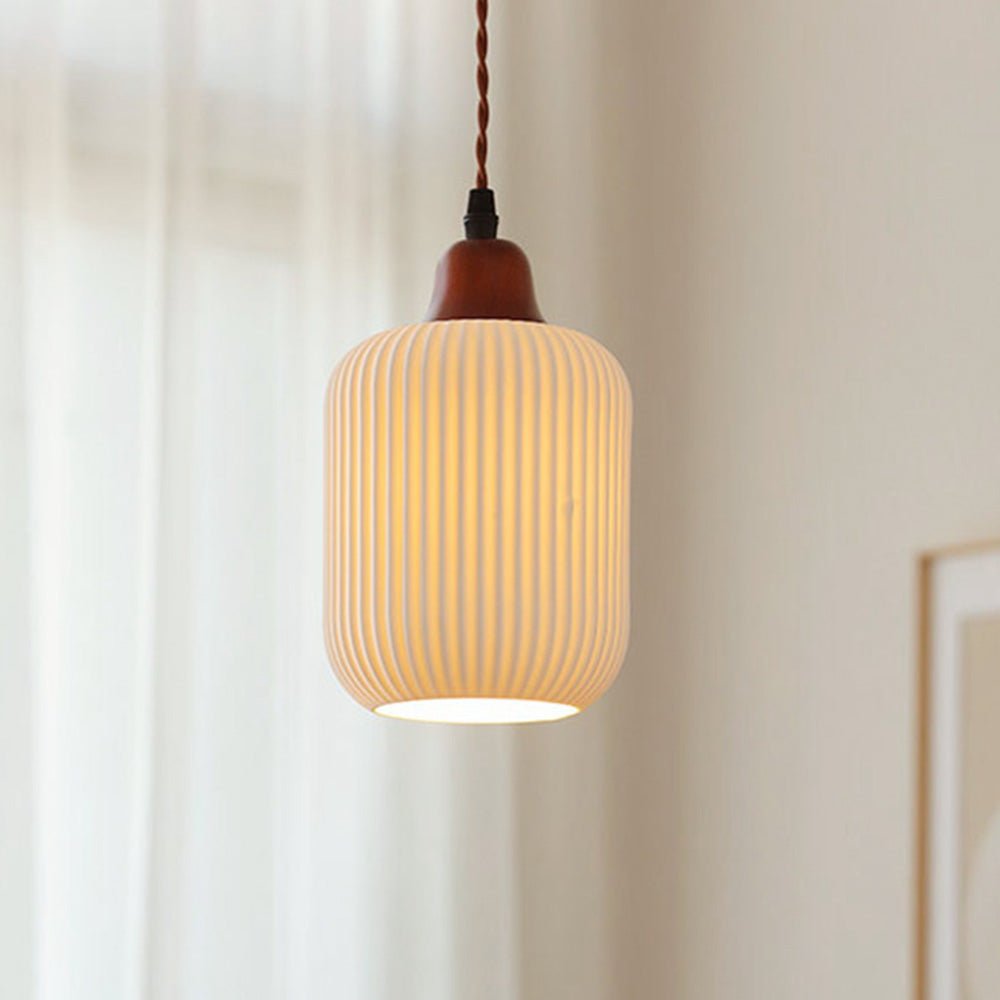 White Ceramic Pendant Lamp | Rustic Metal & Ceramic Ceiling Light | E26 LED/Incandescent | Adjustable Hanging 1.5m | Living Room Kitchen Dining Room