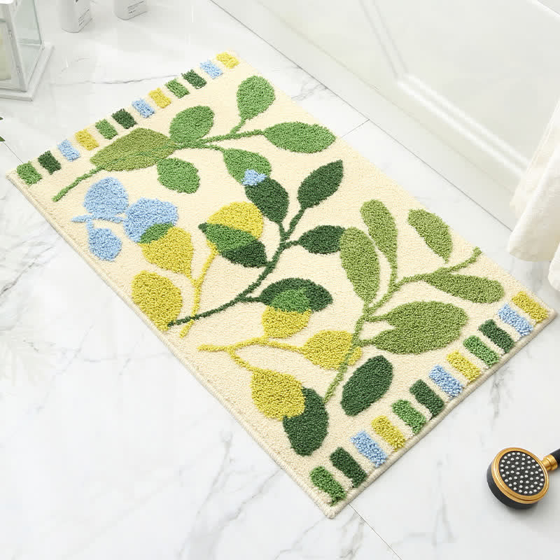 Palm Leaf Non-Slip Entryway Rug | Soft Absorbent Bath Mat for Bathroom, Kitchen & Home | Polyester Floor Rug 40x65 / 50x80cm