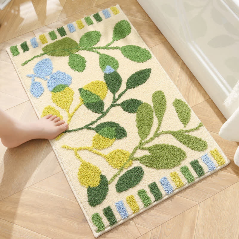 Palm Leaf Non-Slip Entryway Rug | Soft Absorbent Bath Mat for Bathroom, Kitchen & Home | Polyester Floor Rug 40x65 / 50x80cm