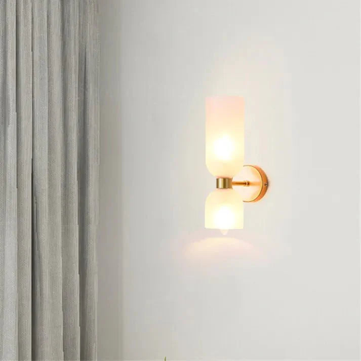 Double Head Glass Wall Lamp LED Sconce | E12 Bulb Base | Glass & Iron | Modern Indoor Lighting