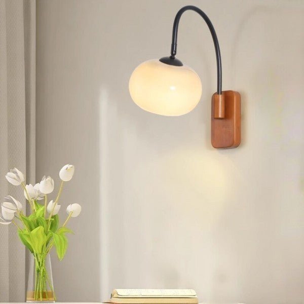 Bauhaus Persimmon Glass Wall Lamp Rotatable | E27 Wall Light Fixture | Modern Adjustable Lighting | 18 cm Decorative Lamp
