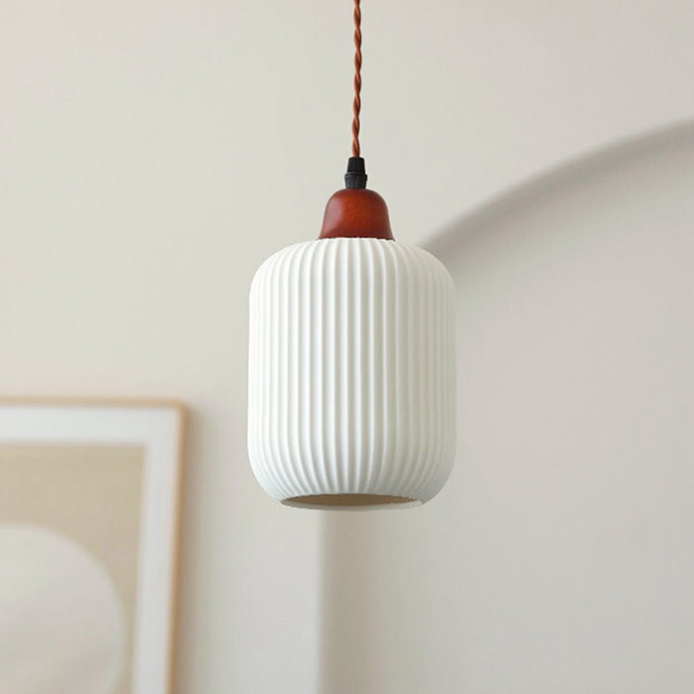 White Ceramic Pendant Lamp | Rustic Metal & Ceramic Ceiling Light | E26 LED/Incandescent | Adjustable Hanging 1.5m | Living Room Kitchen Dining Room