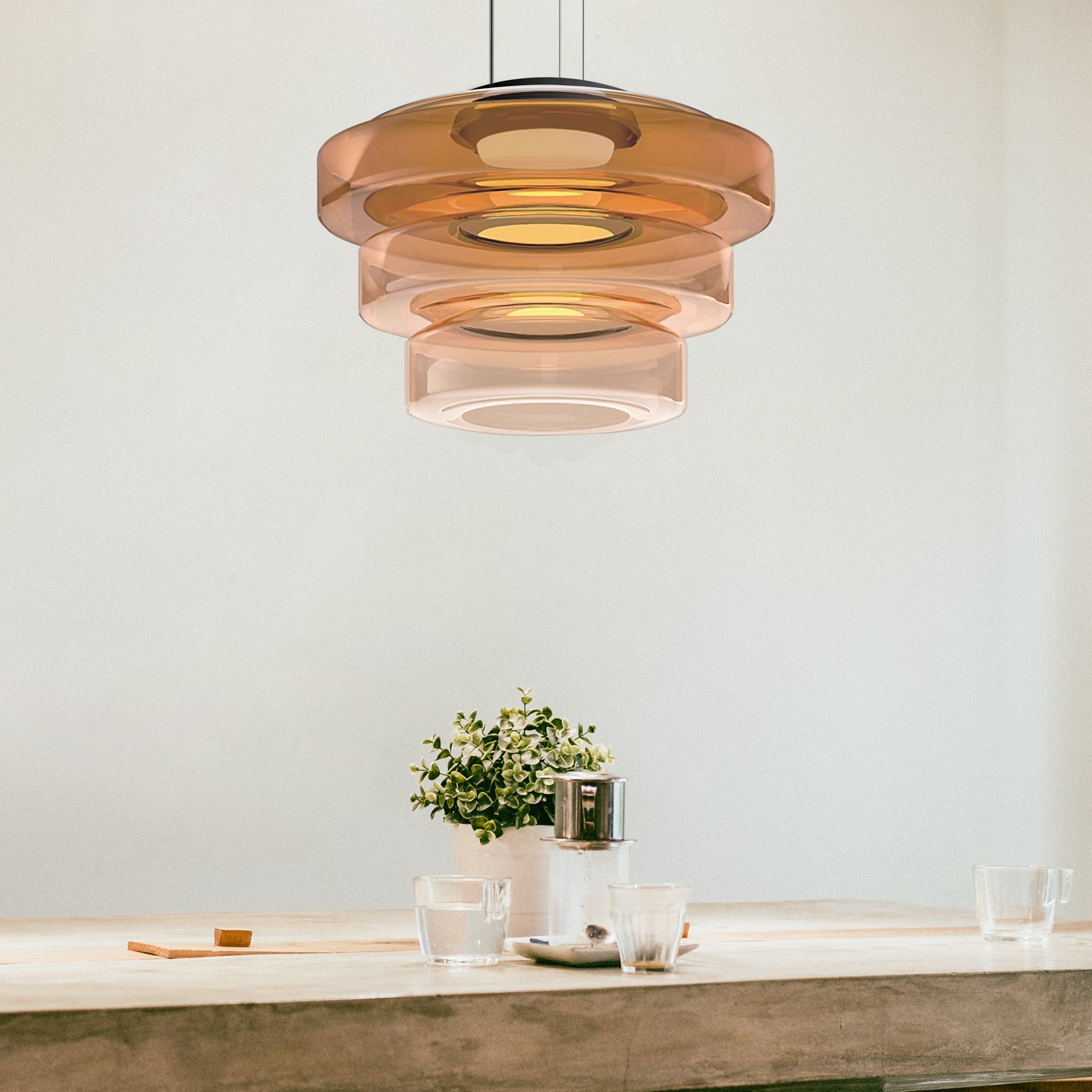Glass Pendant Lamps in Bauhaus Style