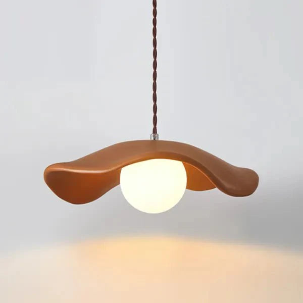 Wabi Sabi Lotus Leaf Pendant Lamp Organic Dining Design | G9 Bulb Base | Metal & Resin | Minimalist Ambient Lighting
