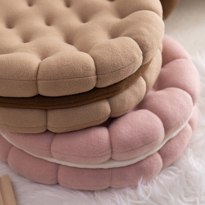 Ownkoti Cute Biscuit Circle Seat Cushion | Soft Round Chair Pad Floor Pillow | Comfortable Cotton Cushion for Home & Office