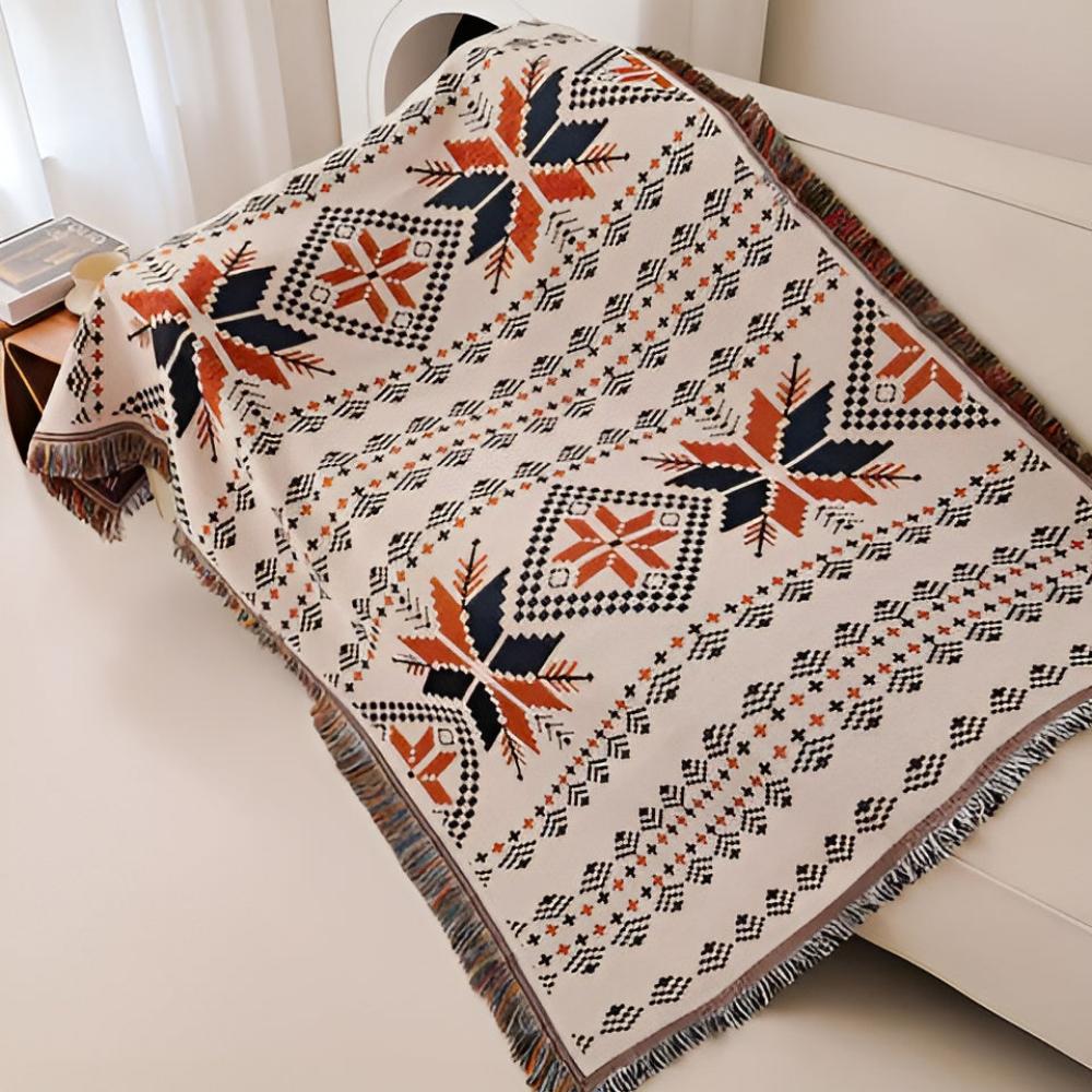 Boho Picnic Blanket Moroccan Pattern | Water-Repellent Microfiber-Cotton Blend | Outdoor Beach Camping Throw | Soft & Durable