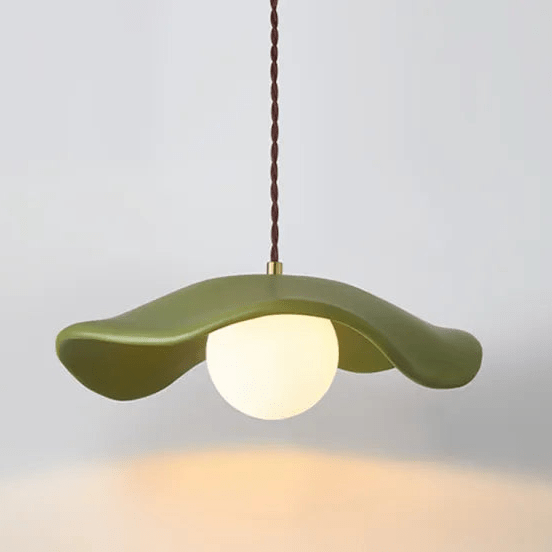 Wabi Sabi Lotus Leaf Pendant Lamp Organic Dining Design | G9 Bulb Base | Metal & Resin | Minimalist Ambient Lighting