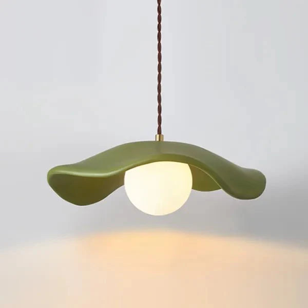 Wabi Sabi Lotus Leaf Pendant Lamp Organic Dining Design | G9 Bulb Base | Metal & Resin | Minimalist Ambient Lighting