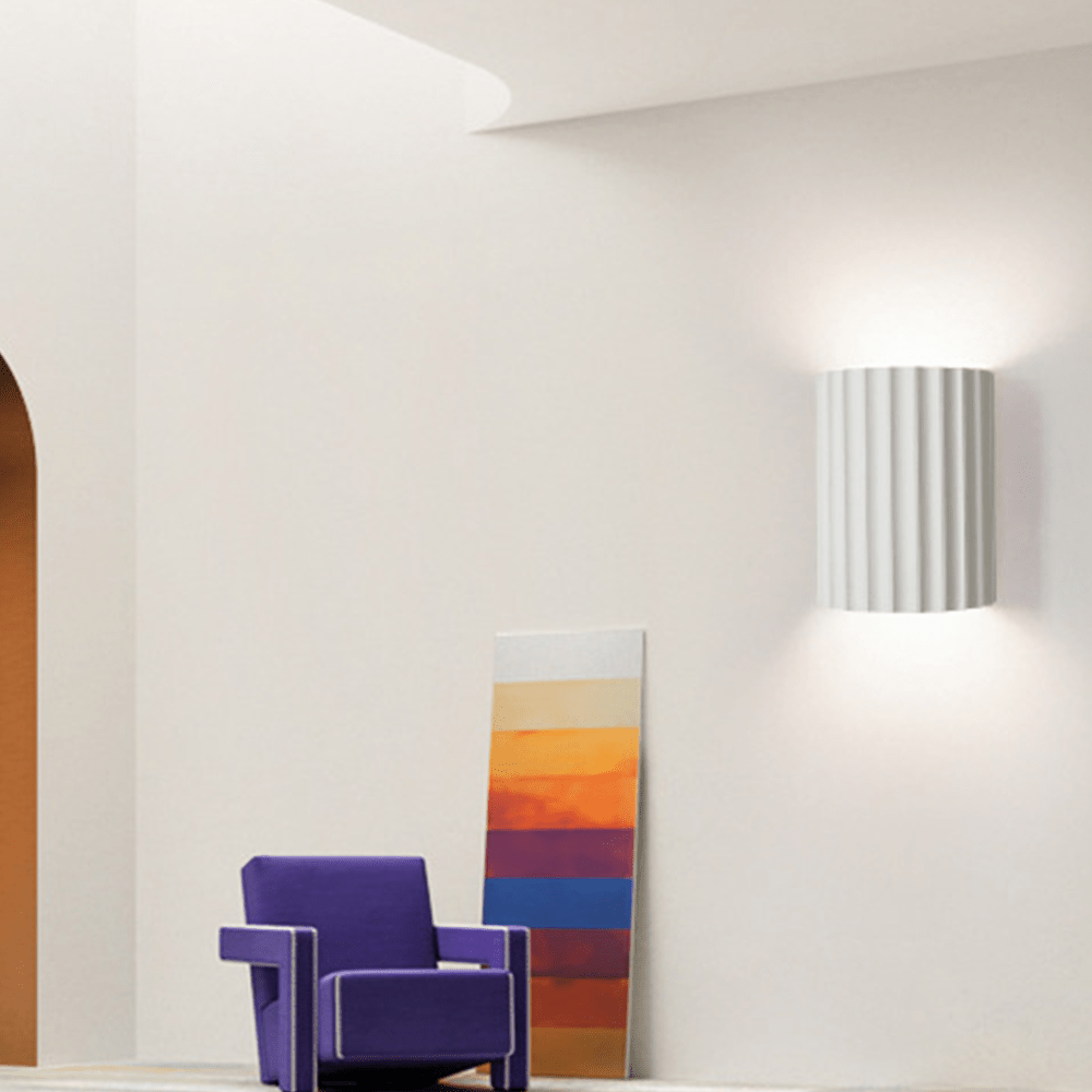 Modern Half-Round Resin Wall Lamp for Living Room | Up & Down Lighting | G9 Dual Light Fixture | Contemporary Indoor Wall Sconce