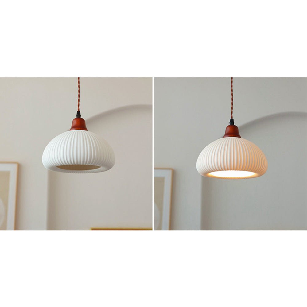White Ceramic Pendant Lamp | Rustic Metal & Ceramic Ceiling Light | E26 LED/Incandescent | Adjustable Hanging 1.5m | Living Room Kitchen Dining Room
