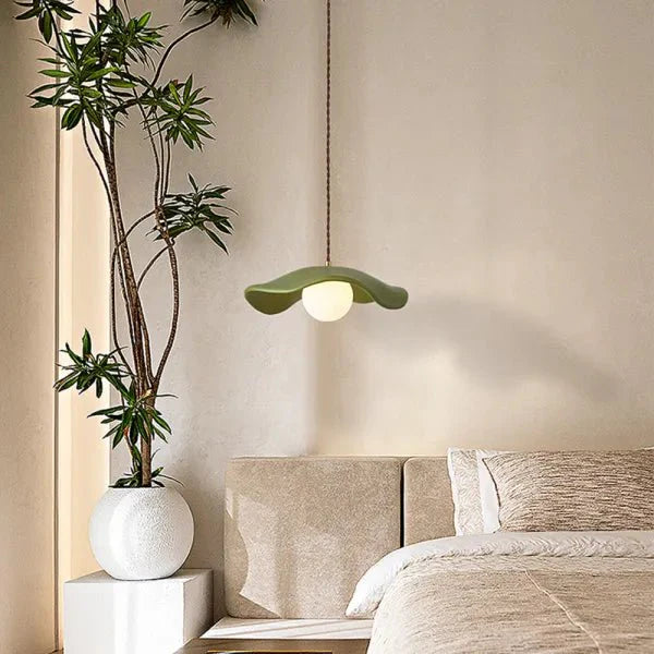 Wabi Sabi Lotus Leaf Pendant Lamp Organic Dining Design | G9 Bulb Base | Metal & Resin | Minimalist Ambient Lighting