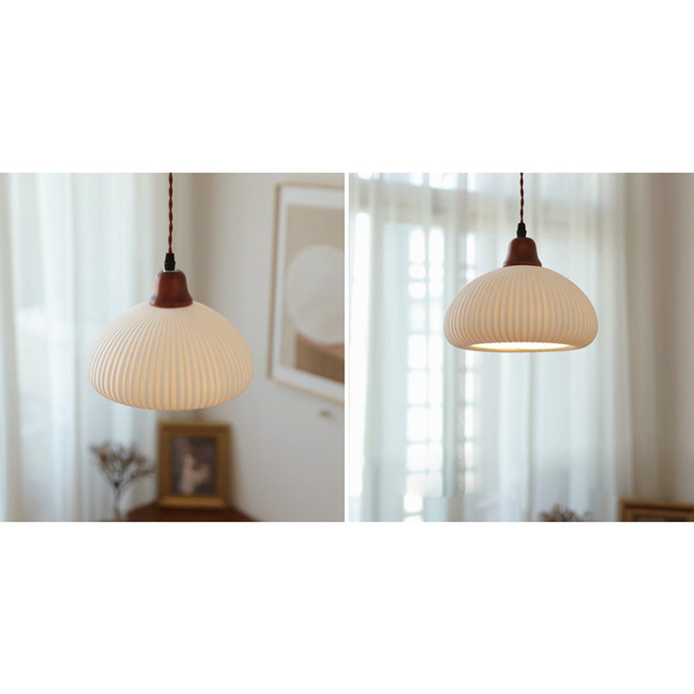 White Ceramic Pendant Lamp | Rustic Metal & Ceramic Ceiling Light | E26 LED/Incandescent | Adjustable Hanging 1.5m | Living Room Kitchen Dining Room