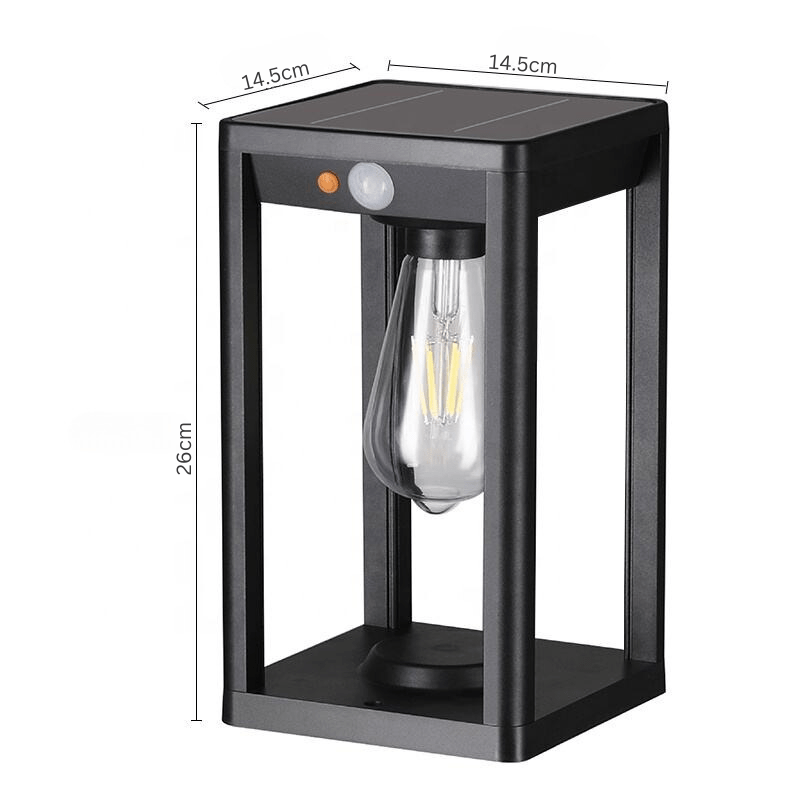 Solar Pillar Lamp Outdoor LED Light with Motion Sensor | Waterproof Aluminum Garden Post Light | Dimmable Solar Lighting IP55