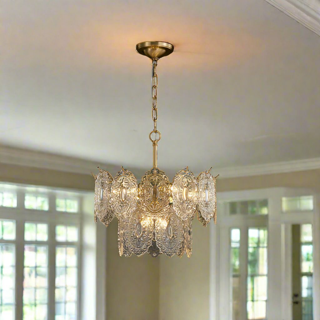 5/7 Heads Relief Crystal Panels Chandelier