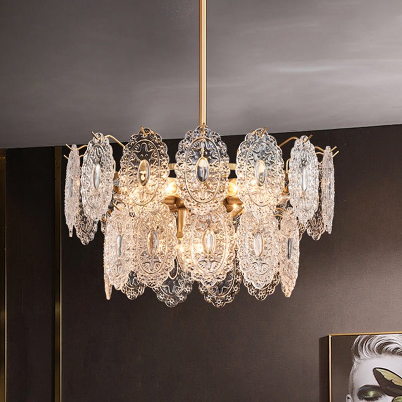5/7 Heads Relief Crystal Panels Chandelier