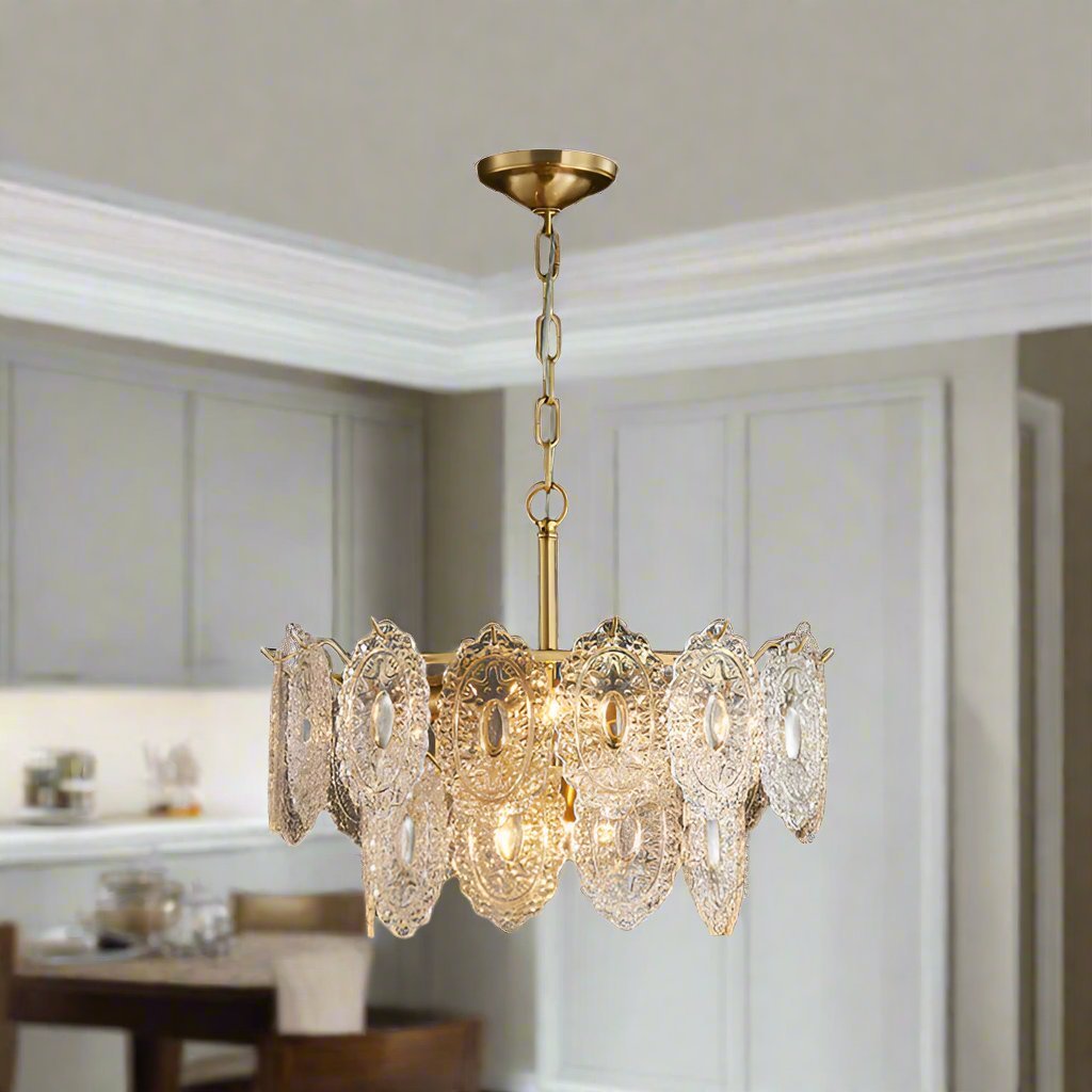 5/7 Heads Relief Crystal Panels Chandelier