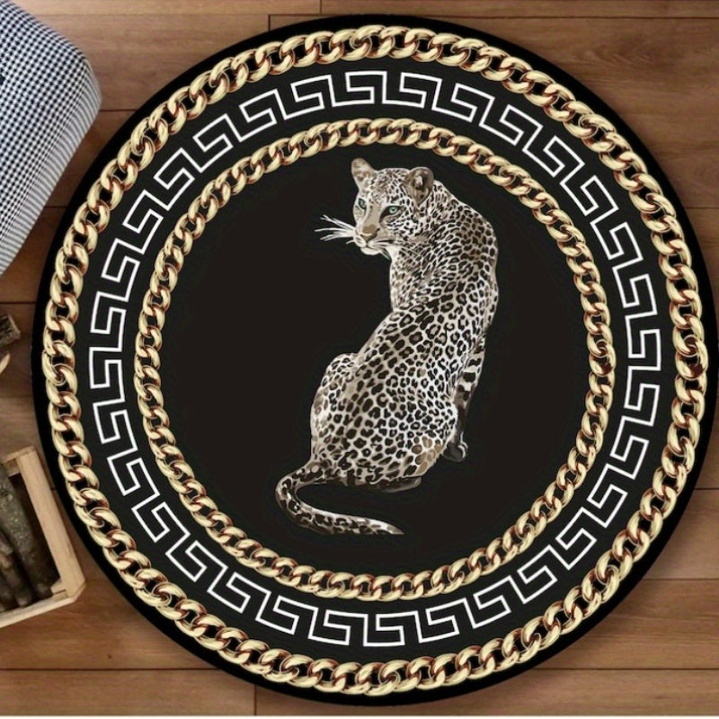 LunaWeave | Round Leopard-Design Rug | Luxurious Animal Print Rug – Stylish, Non-Slip & Easy to Care For