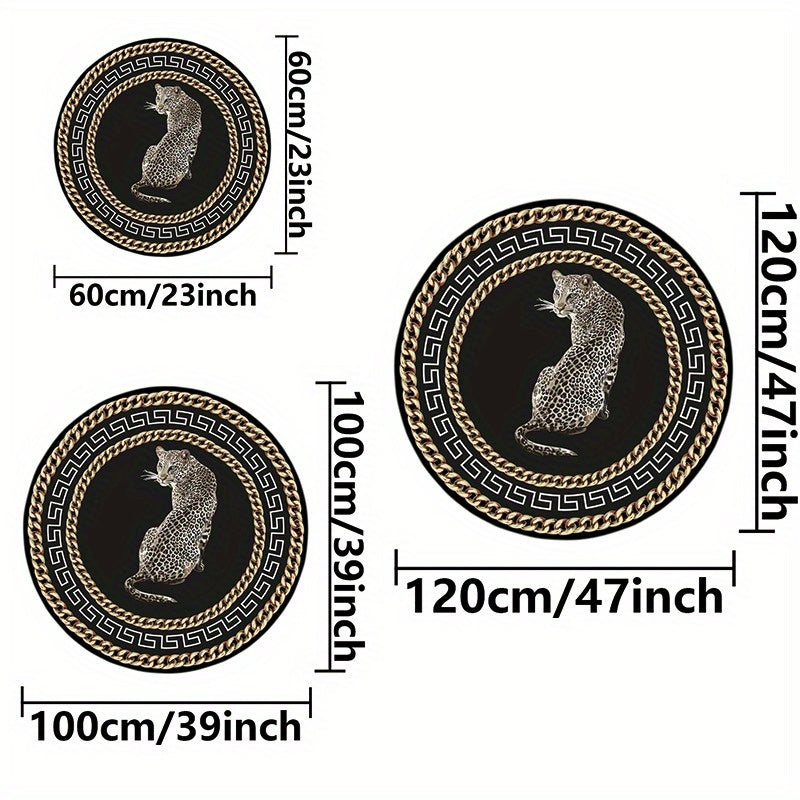 LunaWeave | Round Leopard-Design Rug | Luxurious Animal Print Rug – Stylish, Non-Slip & Easy to Care For