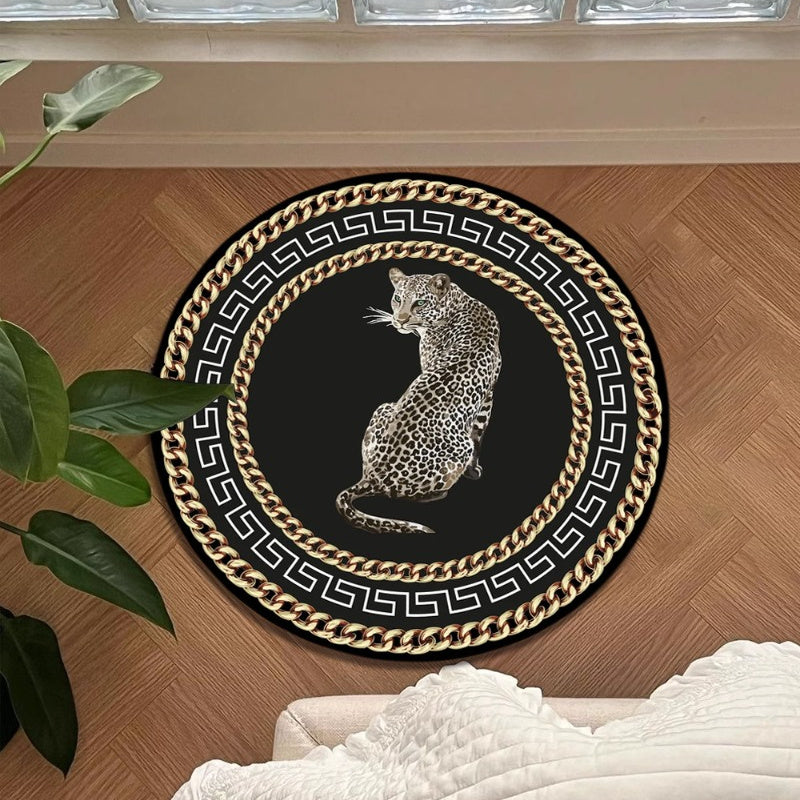 LunaWeave | Round Leopard-Design Rug | Luxurious Animal Print Rug – Stylish, Non-Slip & Easy to Care For