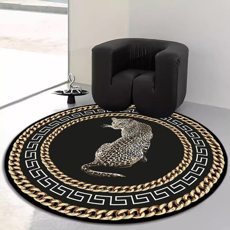 LunaWeave | Round Leopard-Design Rug | Luxurious Animal Print Rug – Stylish, Non-Slip & Easy to Care For