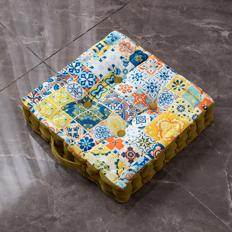 Ownkoti Morocco Style Chair Pad Floor Cushion | Soft Cotton Seat Pillow with Ruffle | Comfortable Floor & Chair Cushion for Home and Office